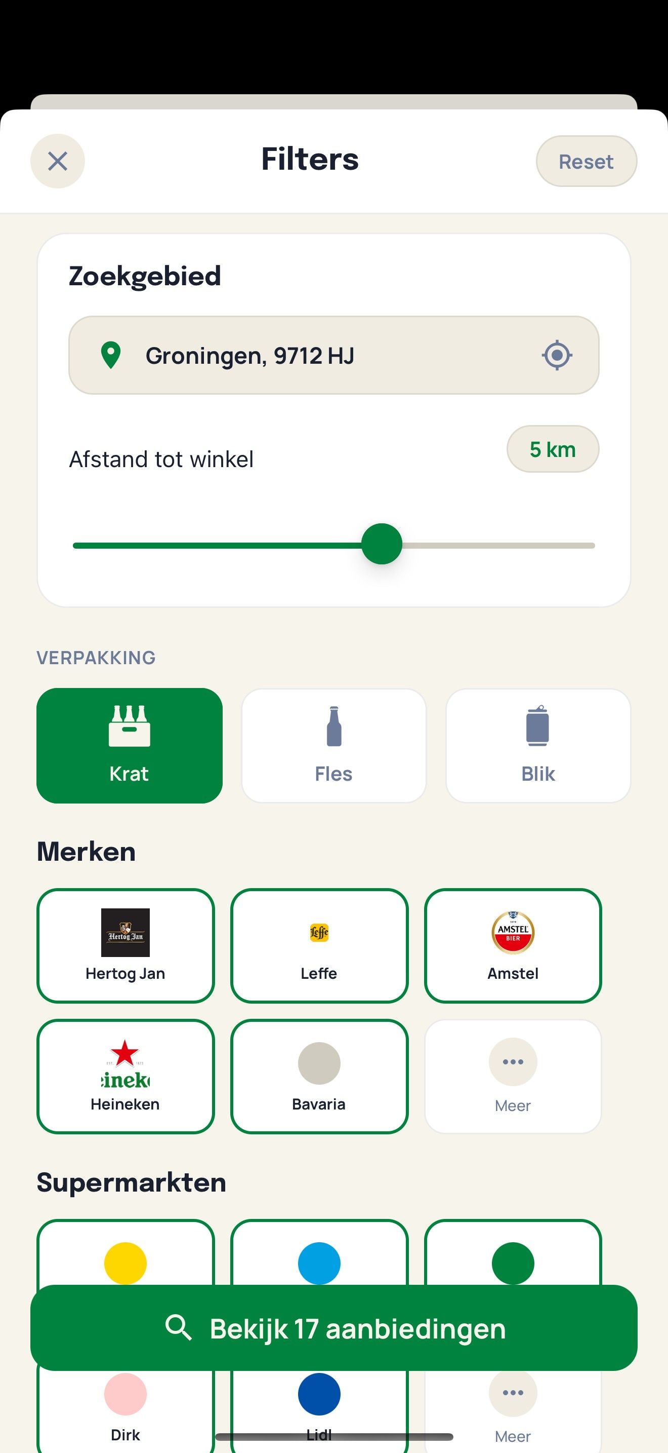 Bier-Radar: Deals in de buurt, details van een deal, en filters (3 van 3)