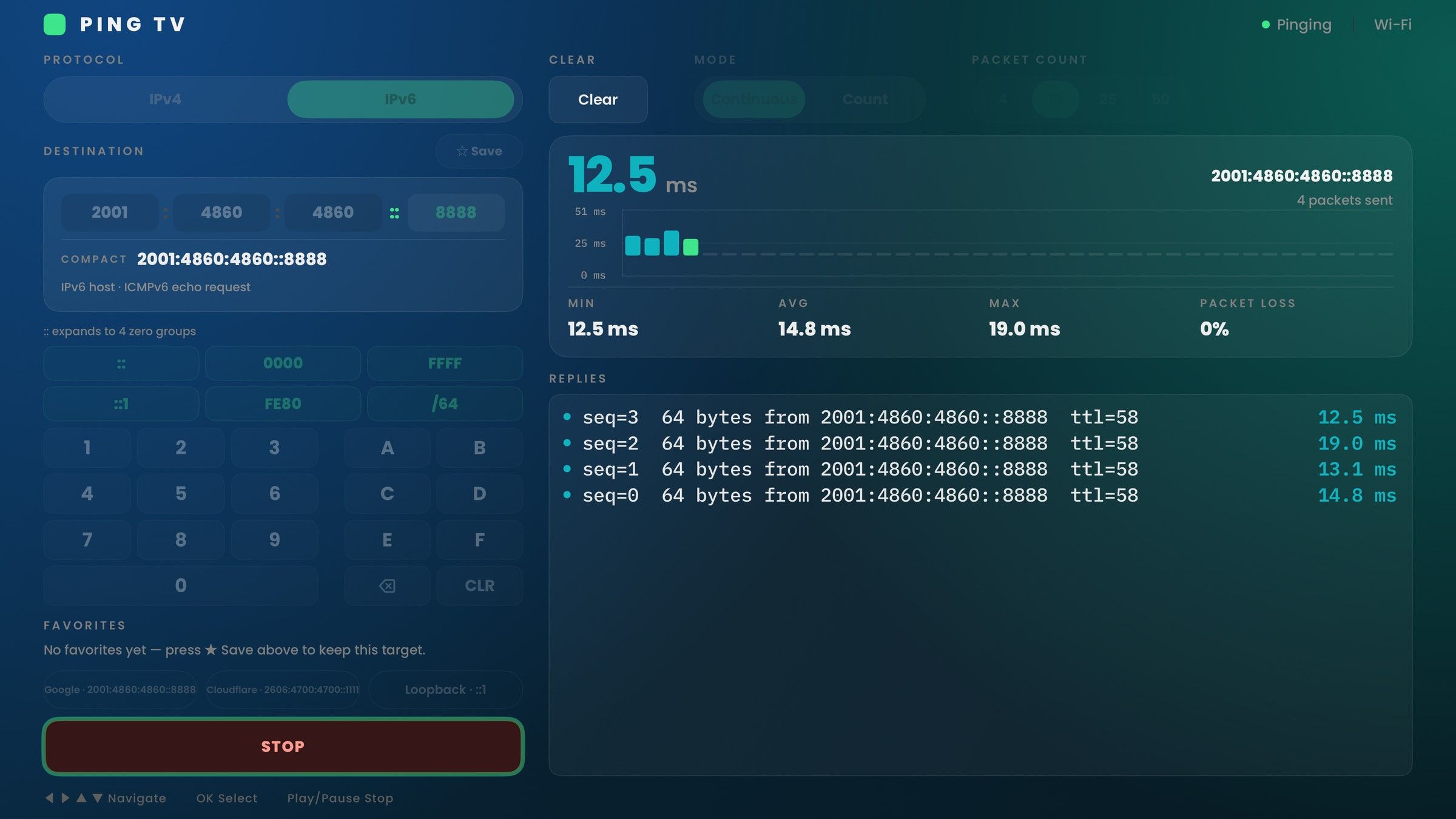 Ping TV: IPv6